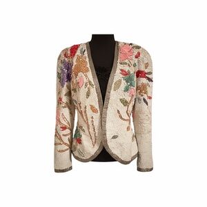 Vintage Floral Sequin Blazer